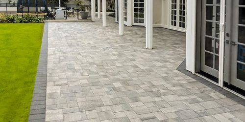 Stone Patio, Gray and white stone with border